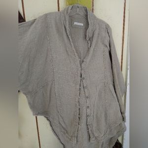 Free people slouchy light army green gauzy button up L